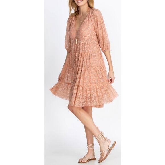 Johnny Was Chelly Mini Dress Size XL (Peach/Pink) - Picture 1 of 8